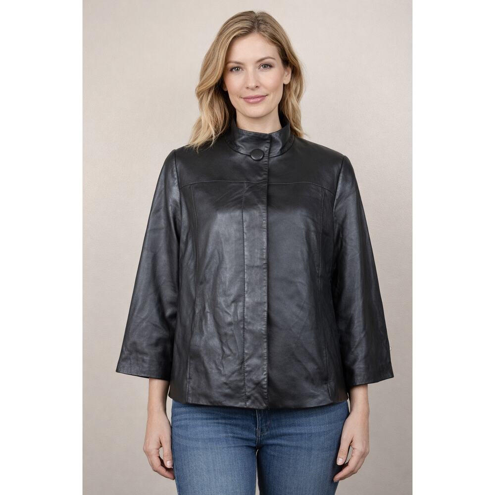Pendleton Metallic Leather Button Down Jacket Bla… - image 1